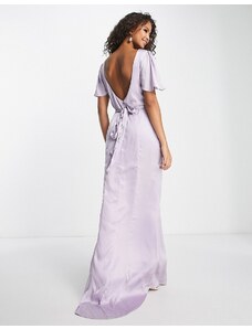 Anaya Bridesmaid - Vestito lungo in raso con scollatura sul retro lilla-Viola