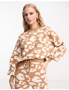 Never Fully Dressed - Maglione in maglia leopardata in coordinato-Brown