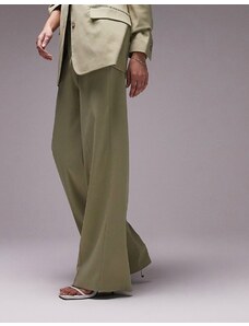 Topshop - Pantaloni dritti extra larghi color salvia primaverile con tasca sul retro in coordinato-Verde