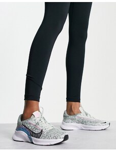 Nike Training - Superrep Go 3 Flyknit - Sneakers argento misto