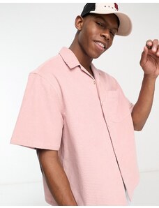ASOS DESIGN - Camicia oversize squadrata rosa a coste