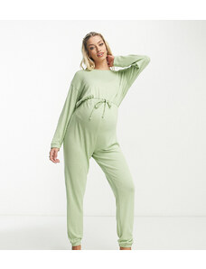 ASOS Maternity ASOS DESIGN Maternity - Tuta jumpsuit da casa super morbida verde salvia-Neutro