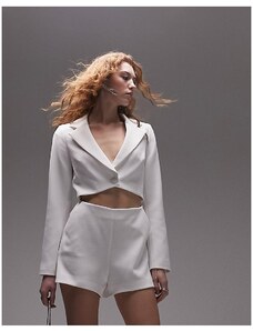 Topshop - Tuta corta stile blazer bianca con cut-out-Bianco