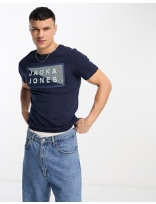 Jack & Jones - T-shirt con logo blu navy