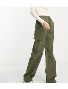 Esclusiva Pieces Tall - Pantaloni cargo kaki con coulisse con fermacorda-Verde