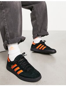 adidas Originals - Handball Spezial - Sneakers nere e arancioni con suola in gomma - BLACK