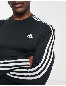 adidas performance adidas - Training Tech Fit - T-shirt nera con le 3 strisce-Black