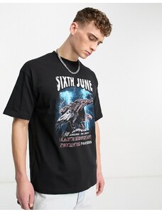 Sixth June - T-shirt oversize nera con aquila-Black
