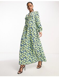Vero Moda - Aware - Vestito lungo verde a fiori con apertura a goccia-Multicolore