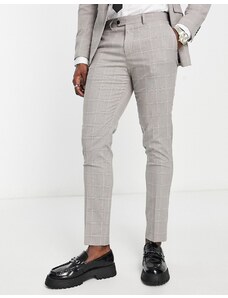 Jack & Jones Premium - Pantaloni da abito slim grigio chiaro a quadri-Neutro