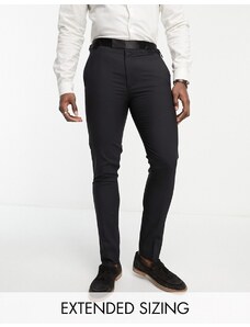 Noak - Verona - Pantaloni da smoking skinny in misto lana neri con strisce in raso laterali-Black