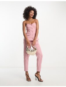 In The Style - Pantaloni sartoriali rosa in coordinato