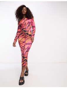 Vero Moda - Vestito midi con stampa astratta multicolore