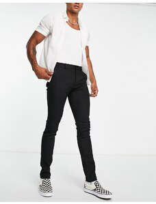 Topman - Pronounced - Pantaloni super skinny in twill nero con zip sui polsini
