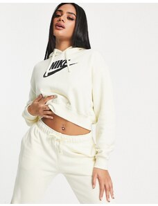 Nike Club - Felpa con cappuccio corta color crema con grafica-Bianco