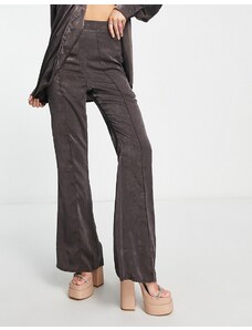 Public Desire - Pantaloni a fondo ampio in raso antracite in coordinato-Grigio