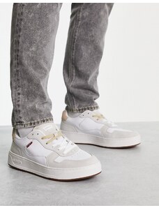 Levi's - Glide - Sneakers in pelle scamosciate color crema con suola spessa ed etichetta con logo rossa-Bianco