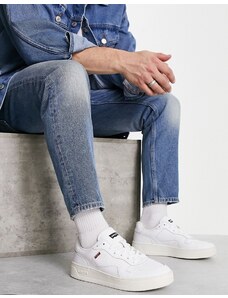 Levi's - Glide - Sneakers in pelle bianca con suola spessa ed etichetta rossa con logo-Bianco