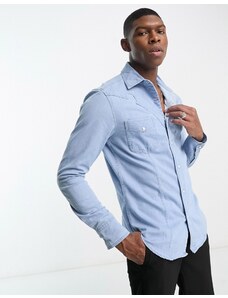 ASOS DESIGN - Camicia di jeans skinny blu con dettagli western