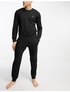 Emporio Armani - Bodywear - Coordinato nero da casa con top e joggers-Black