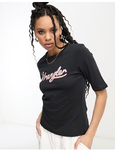 Wrangler - T-shirt con logo nera-Black