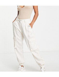 Miss Selfridge Petite - Pantaloni cargo color pietra con fondo elasticizzato-Neutro