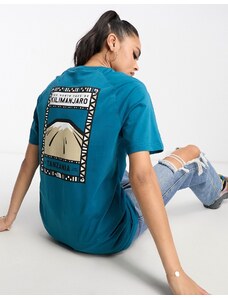 The North Face - Faces - T-shirt boyfriend verde-azzurro con stampa "Kilimanjaro" sul retro-Blu