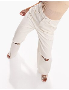 ASOS DESIGN - Jeans dad fit in tonalità neutra con strappi sulle ginocchia-Neutro