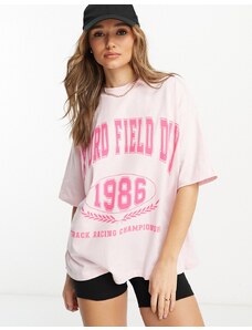 ASOS DESIGN - T-shirt oversize con grafica rosa "Oxford Field Day"