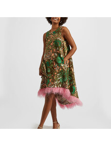 La DoubleJ Dresses gend - La Scala High Dress (With Feathers) Anemone Pink L 98% Cotton 2% Elastane