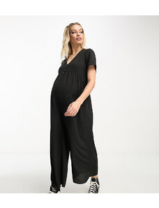 ASOS Maternity ASOS DESIGN Maternity - Tuta jumpsuit nera da giorno a maniche corte-Black