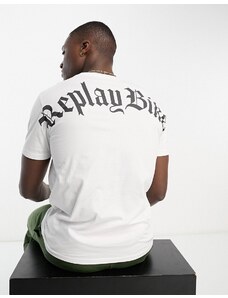 Replay - T-shirt bianca con stampa-Bianco