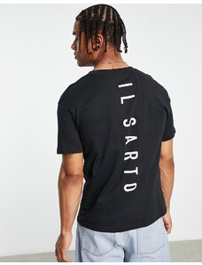 Il Sarto - T-shirt nera con stampa del logo sul retro-Nero