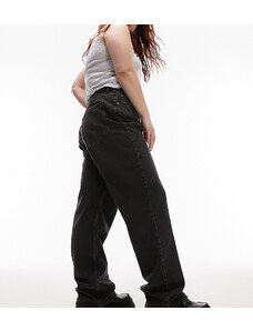 Topshop Curve - Kort - Jeans nero slavato-Black