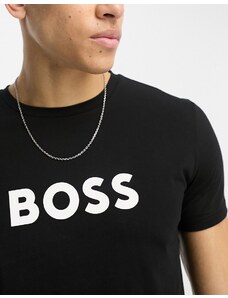 BOSS Bodywear - T-shirt da mare nera con logo-Black