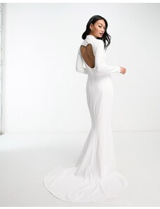 True Violet - Vestito da sposa lungo aperto sul retro color avorio con cut-out a cuore-Bianco