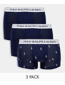 Polo Ralph Lauren - Confezione da 3 boxer aderenti blu navy con logo del pony