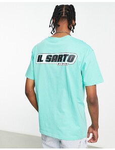 Il Sarto - Racer - T-shirt turchese con logo sul retro-Verde