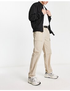 New Look - Pantaloni cargo multitasche color pietra con cintura con chiusura a clip-Neutro