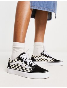 Vans - Old Skool - Sneakers nere e bianche a scacchi-Bianco