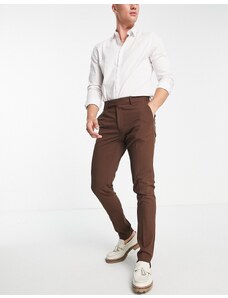 ASOS DESIGN - Pantaloni eleganti skinny marrone cioccolato