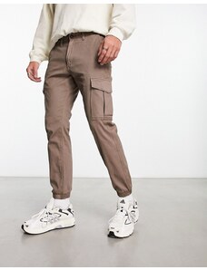 Jack & Jones Intelligence - Pantaloni cargo marroni con fondo elasticizzato-Brown