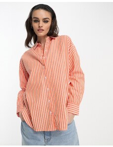 Selected Femme - Camicia oversize arancione a righe