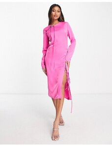 Lola May - Vestito midi rosa acceso con cut-out