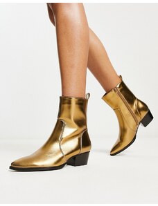 Glamorous - Stivali alla caviglia stile western oro scuro