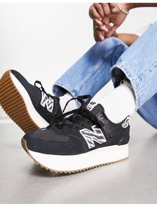 New Balance - 574+ - Sneakers nere con stampa animalier-Black