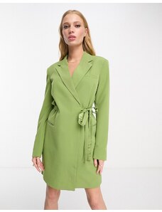 Vila - Vestito blazer corto sartoriale allacciato in vita verde oliva