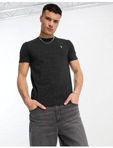 Polo Ralph Lauren - T-shirt custom fit nero mélange con logo-Black