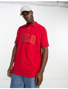 Polo Ralph Lauren - Polo oversize in piqué rossa con logo grande-Rosso