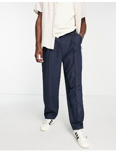 Topman - Pantaloni in twill blu navy a fondo ampio